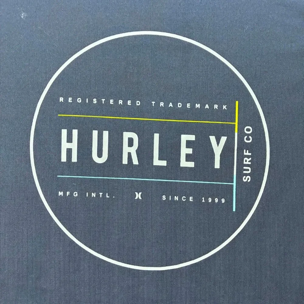 Hurley Rash Guard Mens Small Black UPF 50+ Surf Swim Shirt Short Sleeve Logo